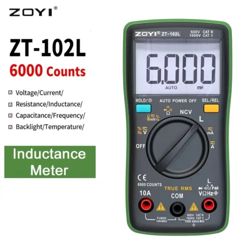 Zoyi ZT-102L Multimeter Inductance Meter True RMS 6000 Counts 60H LCR Meter AC DC Ampere Meter Voltage Multimeter
