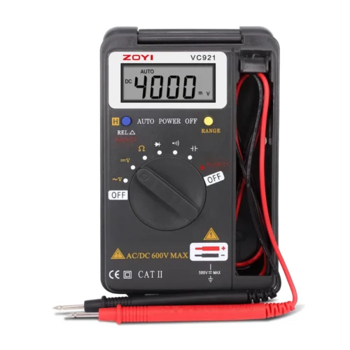 ZOYI-VC921 Pocket Digital Multimeter, Battery Tester, Rms Voltmeter, 4000 Counts with 1 Pair of Alligator Clips